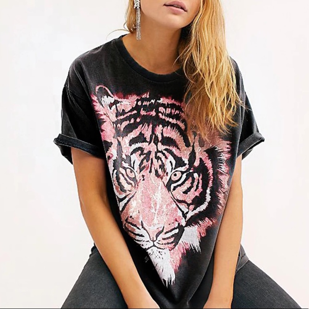 Fierce Boho Oversized Graphic Tiger Tee Lux Cotton - Picture 5 of 7